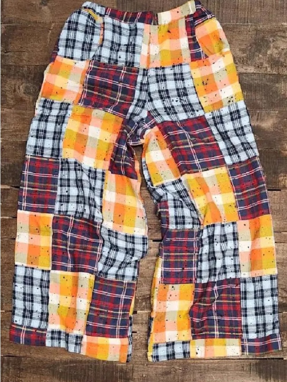 🍂 Jaded Gypsy Mixed Up Flannel Pants Mango Patchwork Plaid NWT L/XL